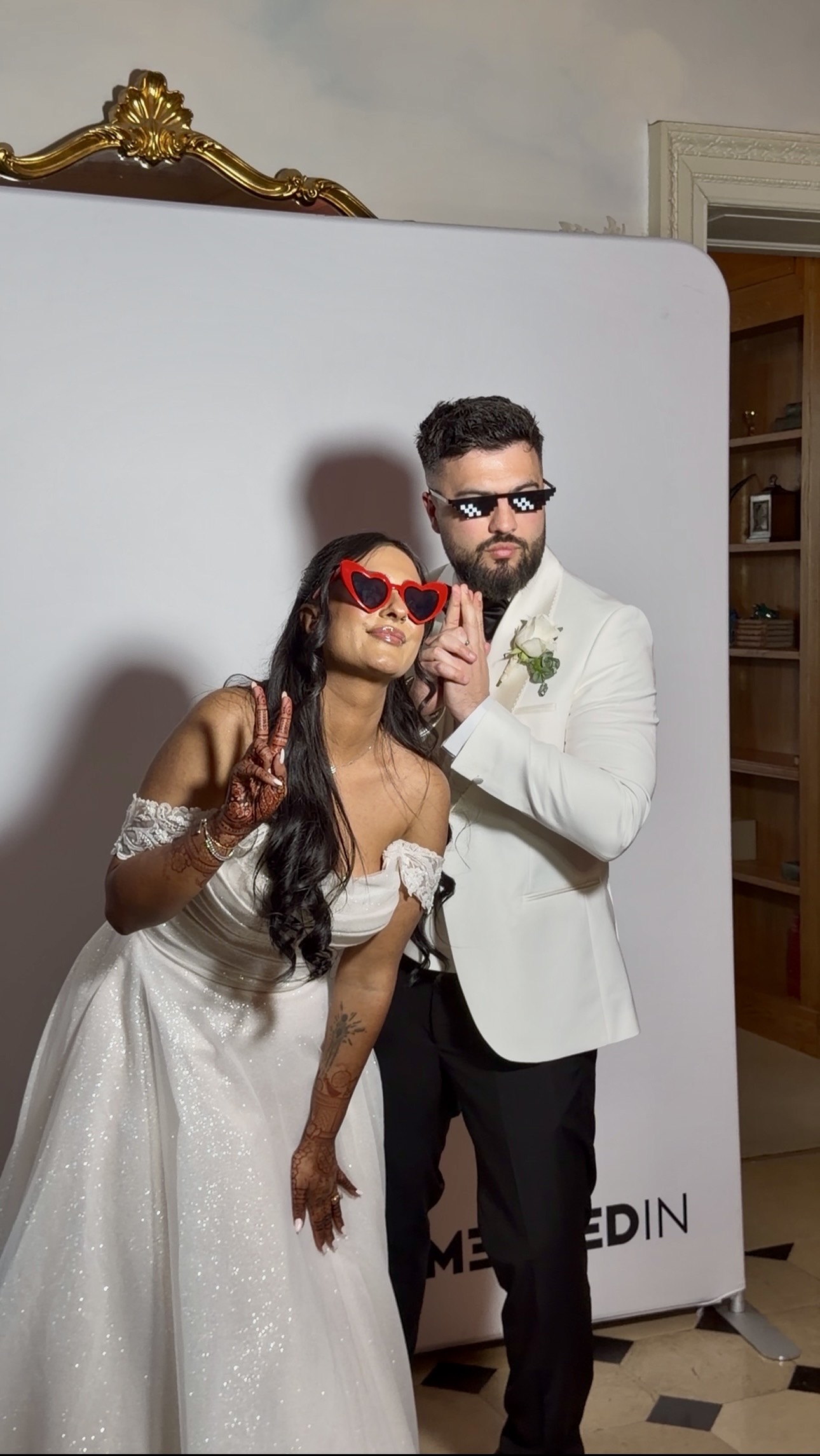 Guests using the vintage booth